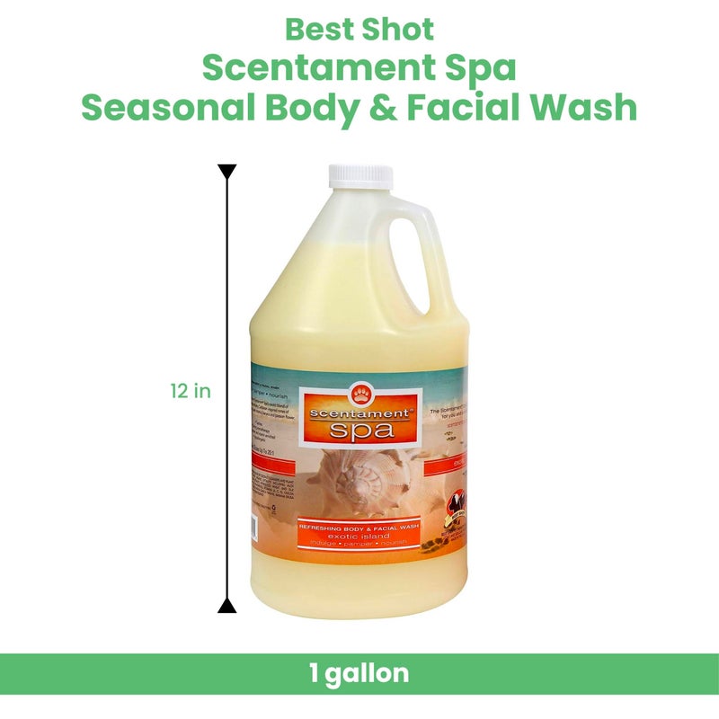 Best Shot Scentament Spa Seasonal Body and Facial Wash, Tearless Shampoo, Hypoallergenic Body Wash, Removes Tear Stains, Exotic Island, 1 Gallon - Image 2